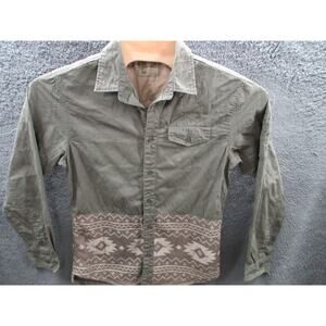 Parish Nations Men's Large Green Stitched Southwestern Aztec Button Shirt